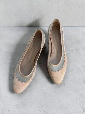 CHLOE Blush Pink Mesh Suede Ballet  Flats Size 37.5 / 7.5